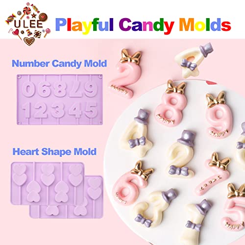 Ulee Cake Pop Maker Kit, Silicone Chocolate Lollipop Molds, Complete Cake Pop Homemade Supplies Including 3-Tier Cake Stand, Measuring Pot, Decorating Pen, Lollipop Sticks, Bags & Twist Ties (Purple) #TOP3