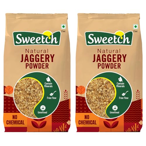 Image of Sweetch Natural Cane Jaggery Powder 1kg Each Pouch Natural Sweetener | Refined Sugar Alternative contain Minerals, No Chemical, Sulphur & Bleach Free | Gur, Gud Powder for Baking & Cooking (Pack of 2)