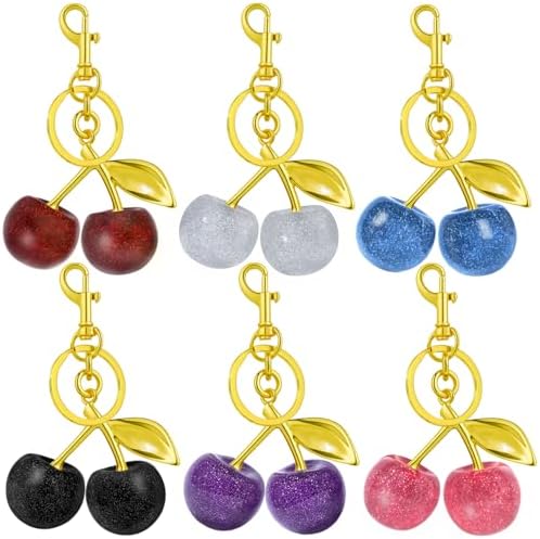 Cute Cherry Bag Charm Set Bling Gold and Silver Cherry Keychain f...