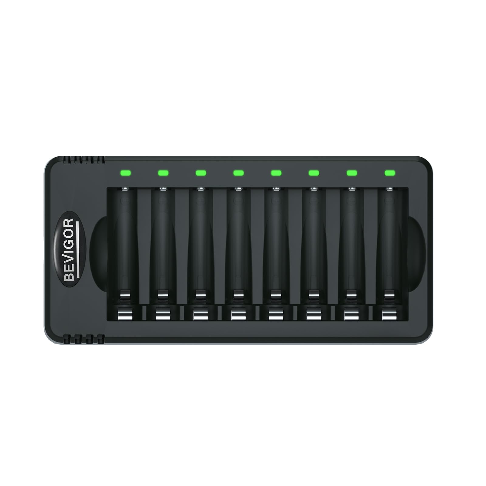 BEVIGOR LED 8-slot Battery Charger for AA & AAA Rechargeable Batteries, Type C Input 5V 2A Fast Charging Function for Ni-MH Ni-CD Rechargeable Batteries, AA AAA Battery Charger