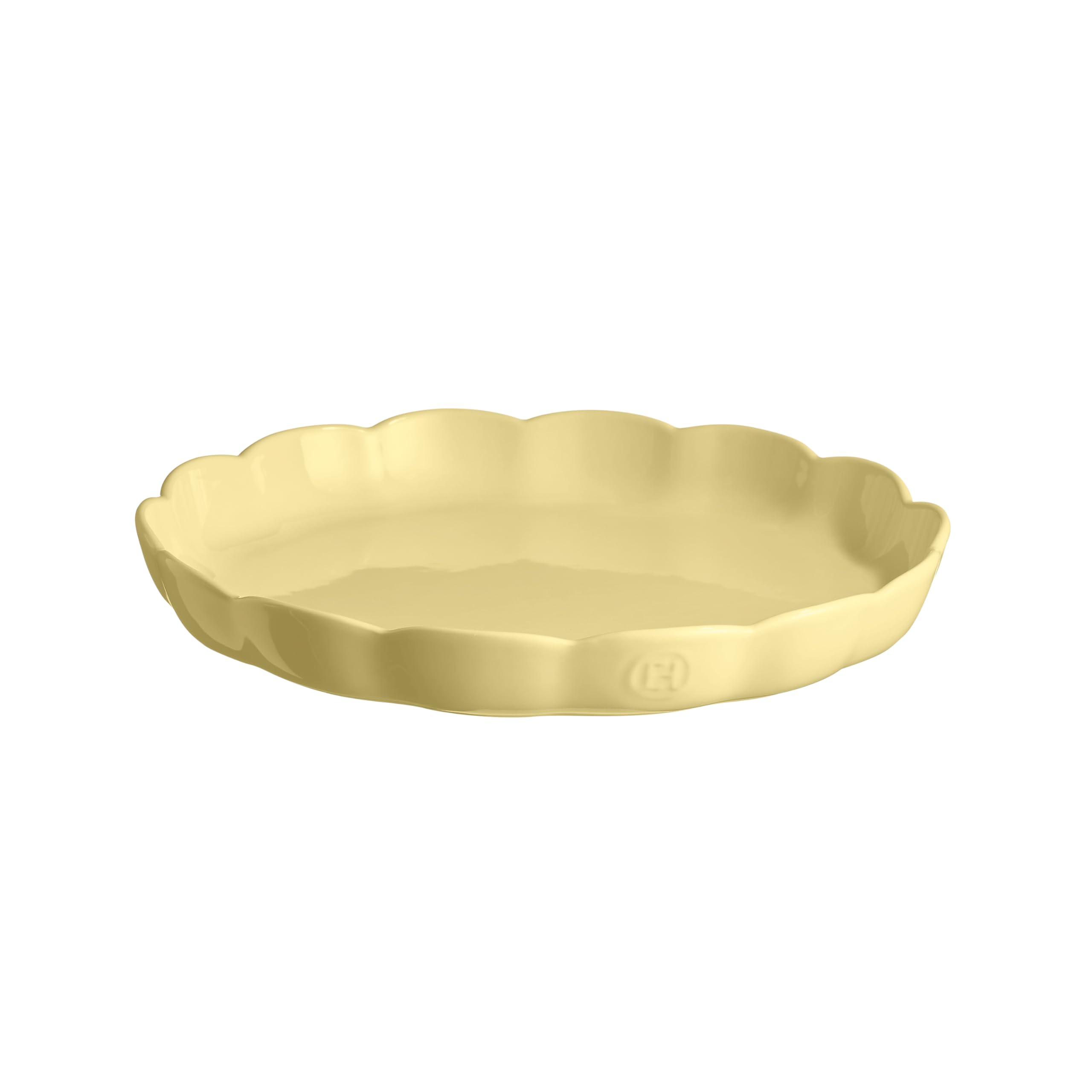 Emile Henry Plat à Tarte Ø 31 cm – Céramique Haute Résistance – Cuisson Homogène et Tarte Dorée à Cœur – Coloris Jaune Vanille – Fabriqué en France