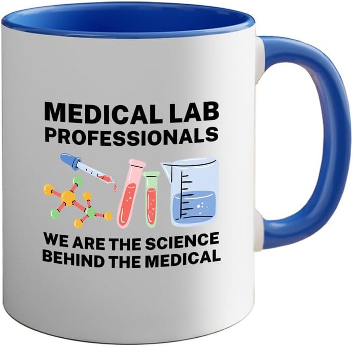 Med Laboratory Professionals 2Tone Mug 11oz Blue -Med Laboratory Professionals A - Doctor Pharmacist Nurse Pediatrician Lab Scientist Lab Assistant Biologist Microbiology