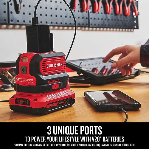 CRAFTSMAN V20 Charger, Power Inverter, Charging Ports for Type-C, Type-A, and AC, 150 Watts, Bare Tool Only (CMCB1150B) - Image 4