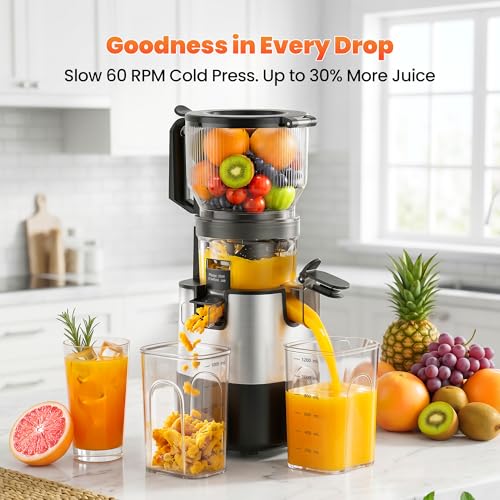 TechRise 3-in-1 Cold Press Juicer with 6" Wide Feed Chute, Slow Masticating Juicer Machine - image 4