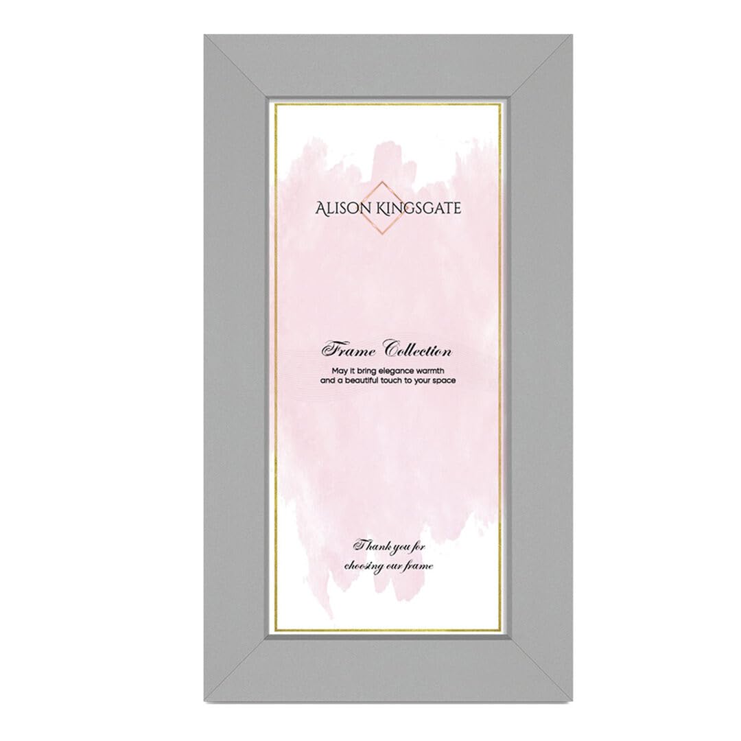 Alison Kingsgate 10X5 Light Grey Photo Frame – Engineered Wood Picture Frame with Shatterproof Perspex Front – Ideal for Certificates & Artwork – Wall Hanging – Multiple Sizes & Colors Available