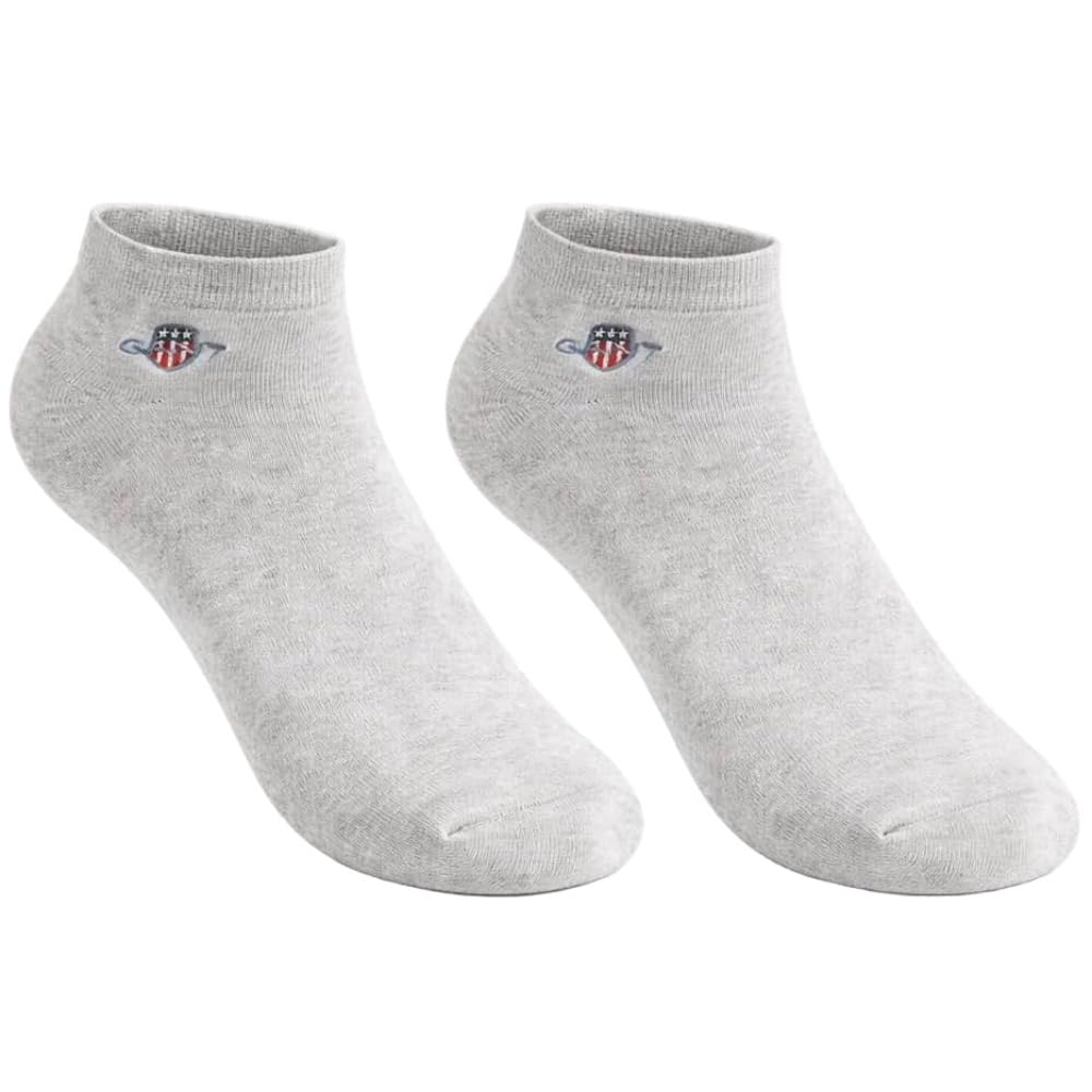 GANT Men's Shield Ankle Socks 2-Pack, Light Grey Mix, 43-45