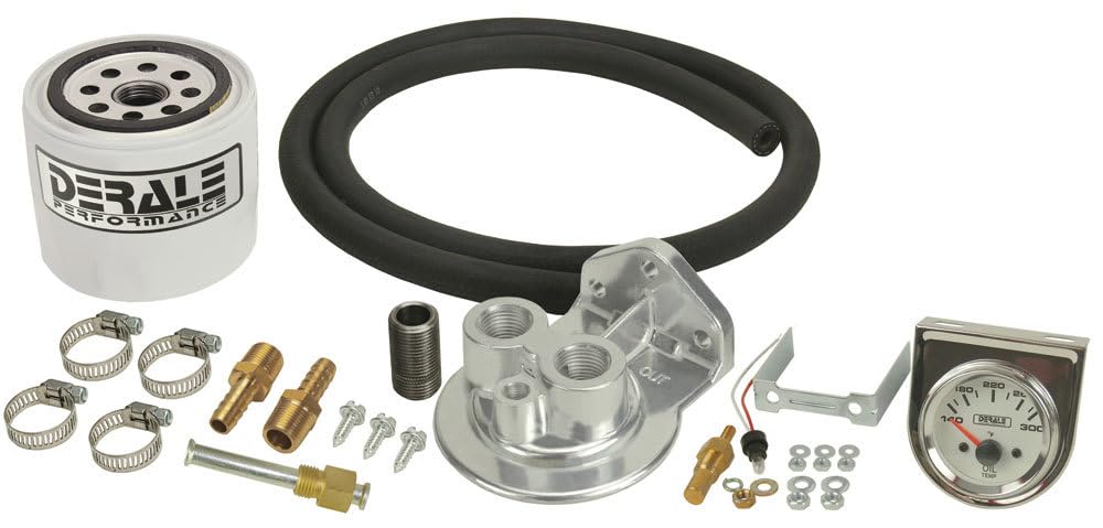 Kit de filtro de transmisión remoto Derale 13091 con montaje simple, 3 puertos NPT de 8"