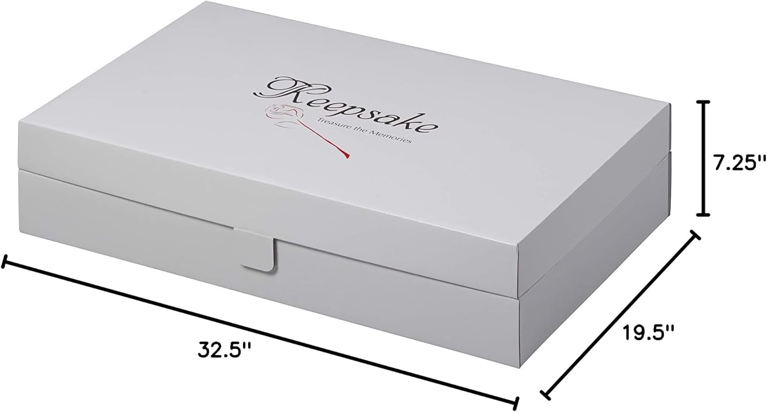 Foster-Stephens Large White Wedding Dress Preservation Kit | Stylish Wedding Gown Garment Storage Box | Closet Storage Organizer for Quilts, Gowns, Dresses, Family Heirlooms | White, Large