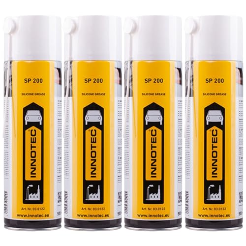 4 Pezzi Innotec Sp200 Grasso In Silicone Spray 500 Ml – Grasso Spray In Silicone Impermeabile Di Alta Qualità, Lubrifica Plastica, Gomma, Metallo, Pre