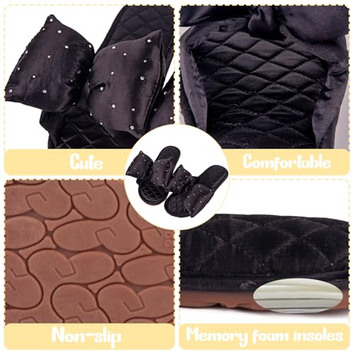 Women’s Summer Slippers: Open-Toe Flat Bedroom Slippers with Delicate Bow Accents, Perfect for Indoor Comfort. Available in Black & Stylish Colors for Seasonal Relaxation (Adult, Women, Medium, 7-8)3