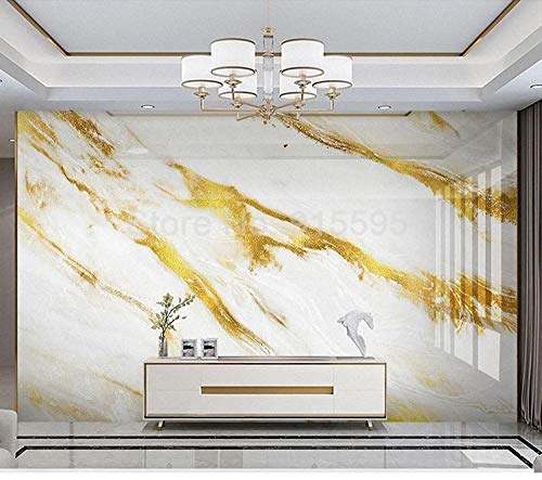 Peinture murale luxe effet marbre 3D relief or pour salon - 2