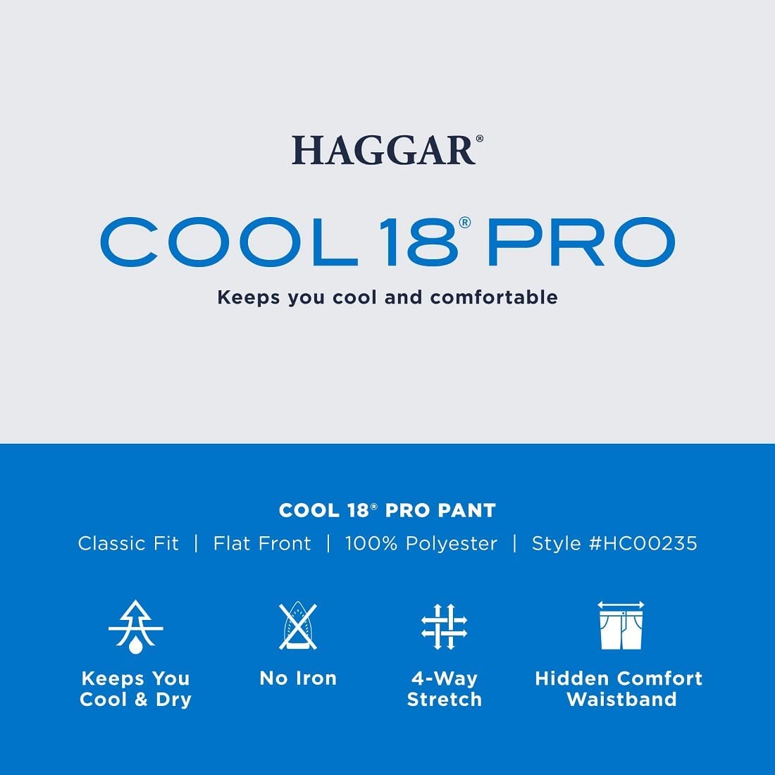Haggar Cool 18 Pro Classic Fit Flat Front Pant-Regular Y Big & Tall - Pantalones Hombre