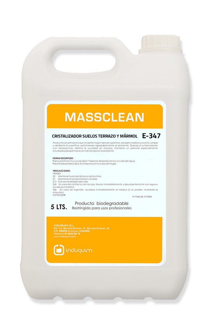 Cristalizador de Suelos de Terrazo y Mármol Formato 5 Litros Industrial, Especial para ABRILLANTAR SUELOS, Producto indicado para el cristalizado rápido de superficies con gran brillo y durabilidad.