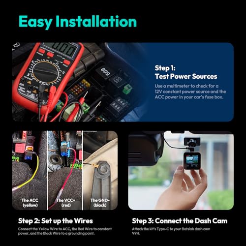 BOTSLAB Dashcam-Hardwire-Kit(Typ-C) für Dashcam G980H/G980H Pro/G980H 3 Kanal/G980H 4 Kanal 4