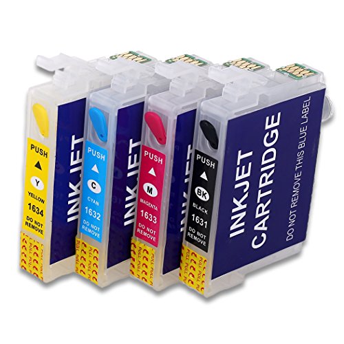 Hemei@, 16XL, cartucce di inchiostro vuote, ricaricabili, per stampanti WF-2510, WF-2520NF, WF-2530, WF-2540 e WF-2010W, 4 pezzi, 16XL