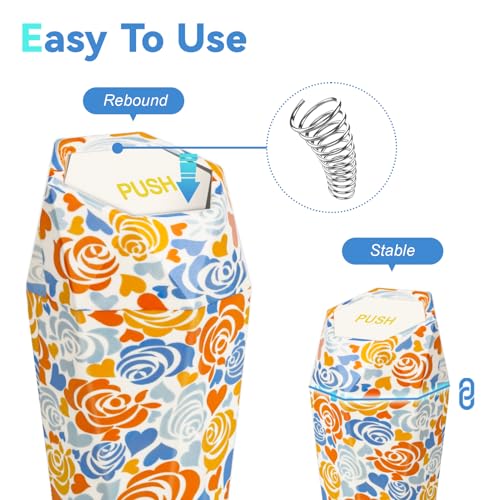 Image of SINSEN Trash Can for Car, Small Garbage Bin with Lid, Tarsh Cans for Cup Holder Home, Diamond Dustbin, Leakproof