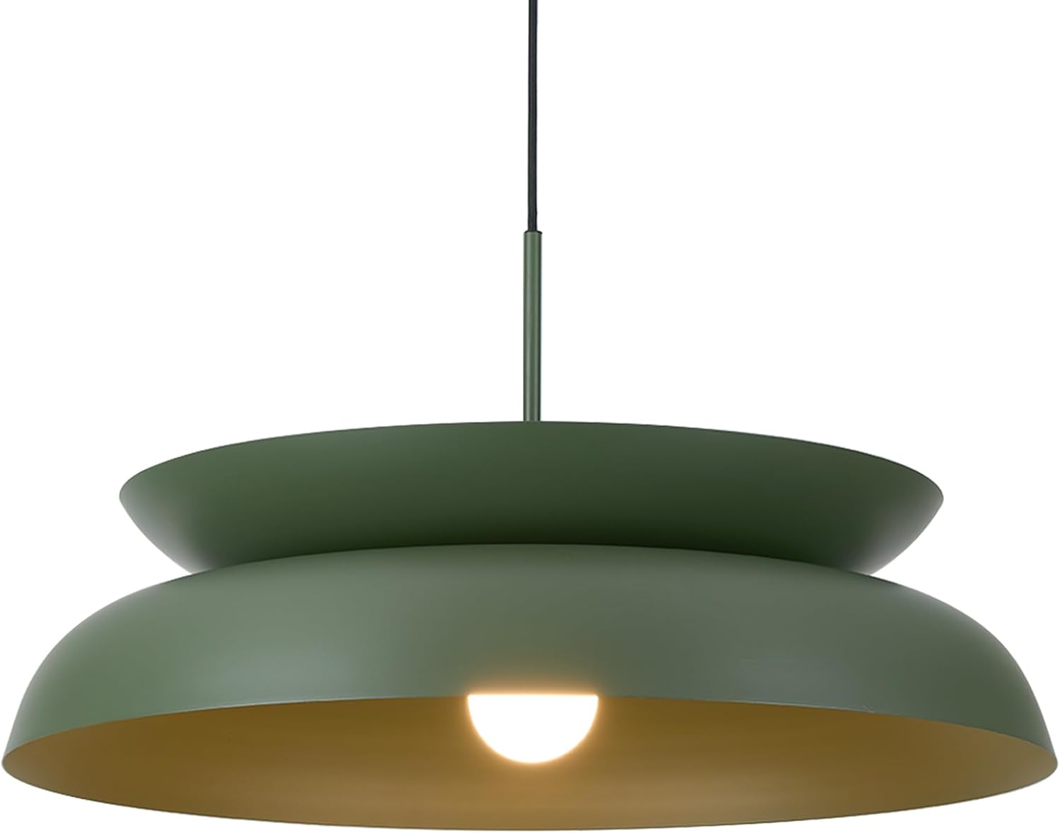 TeHenoo Mid Century Chandeliers, 25.5 inch, 2-Tiered Lampshade,Large Pendant Lighting,for Dining Room,Living Room,Olive Green