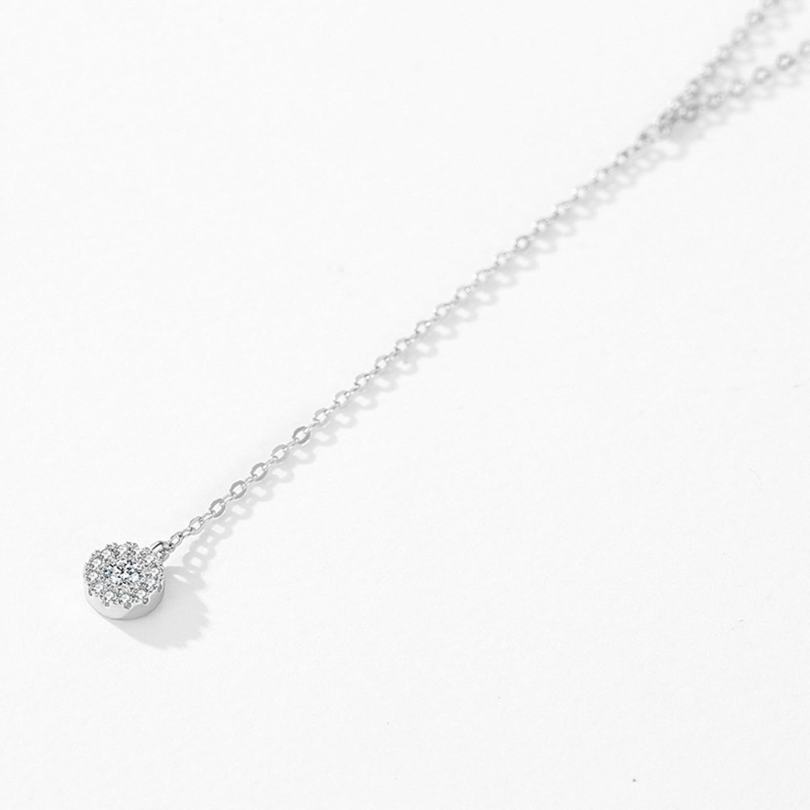 Collar para mujer, joyería de moda, collar de cadena en Y de oro blanco de 9K/14K/18K con colgante redondo de moissanita, cadena alargada: 40+5cm