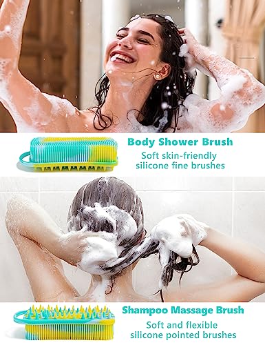 Silicone Exfoliating Body Scrubber Loofah Silicone Scalp Massager Shampoo Brush Soft Body Scrubbers for Use in Shower Lathers Well Easy to Clean 2 in 1 BSROLUNA (1 Pack Camouflage Green) - Image 6
