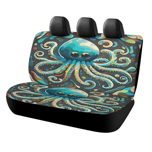 Funda de asiento trasero antiarañazos de poliéster elástico con diseño original de pulpo