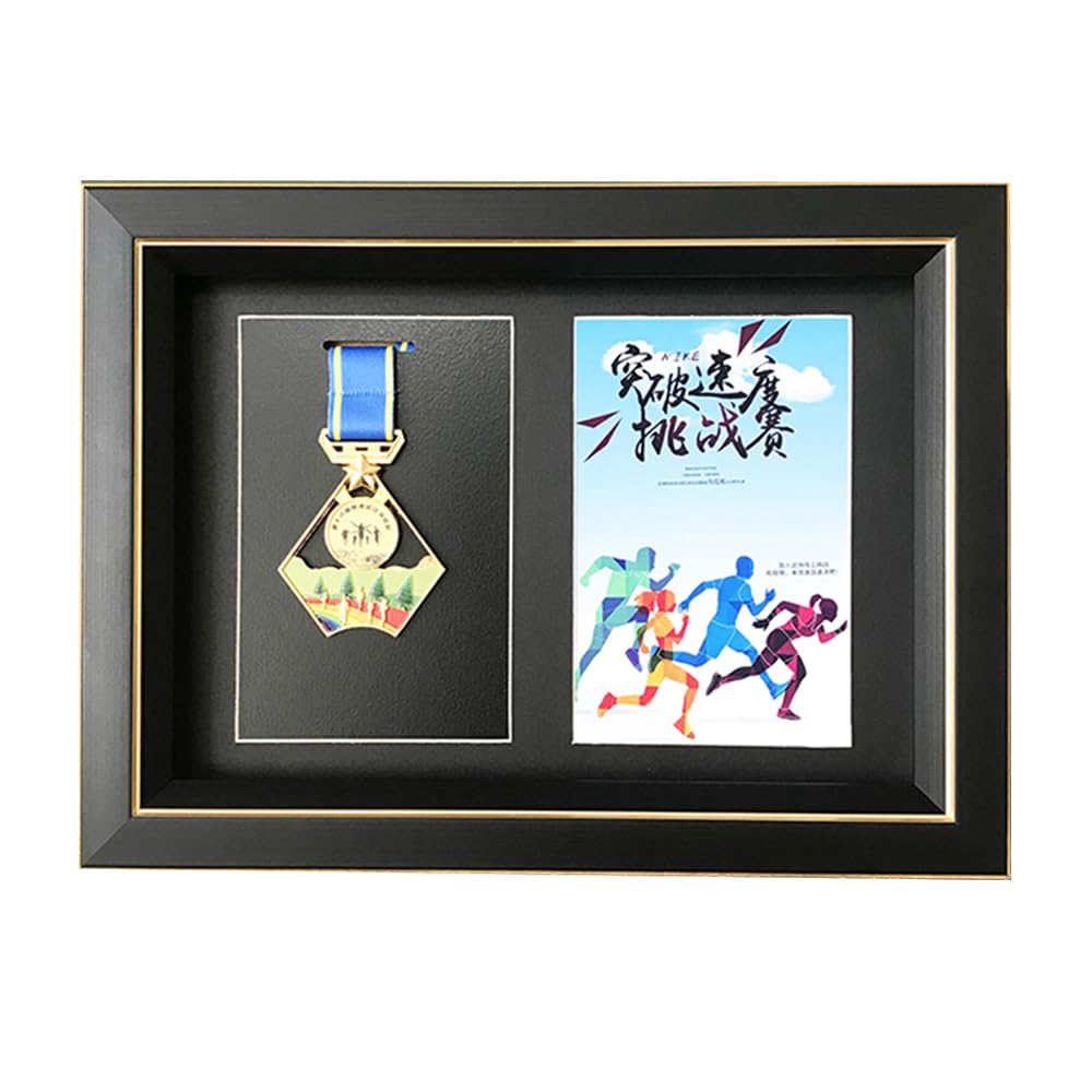 Caja de exhibición de medallas, caja de medallas 3D, marco de fotos, soporte de exhibición de medallas de maratón, triatlón, gimnasia de fútbol, insignia de medallas para todos los deportes (8 x 6