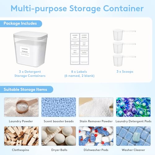 Image of Lifewit Laundry Pods Container with Pop-up Lid, 0.72gal, 3 Pcs | Coffee Pod, K-Cup Storage, Laundry Room Organization, Dryer Sheet Holder for Washing Powder Detergent