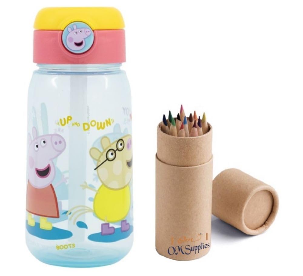OM SUPPLIES Peppa George Characters Childrens Reusable Drinking Bottle 510ml - Holiday, Back to School Lunch Kids BPA free Plastic (Peppa)