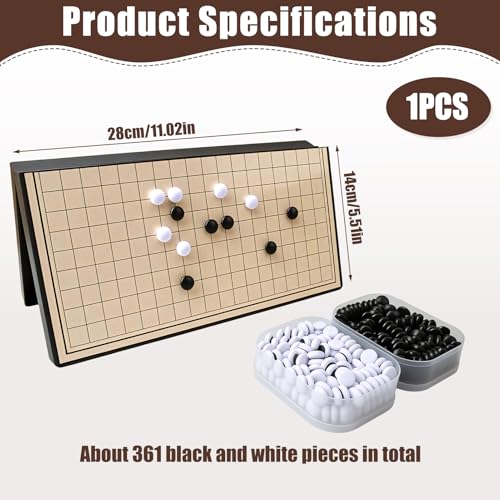 Magnetisches Go Spielset 19x19 – Faltbares Brettspiel für Anfänger & Fortgeschrittene – Tragbares Reise Spiel mit magnetischen Steinen