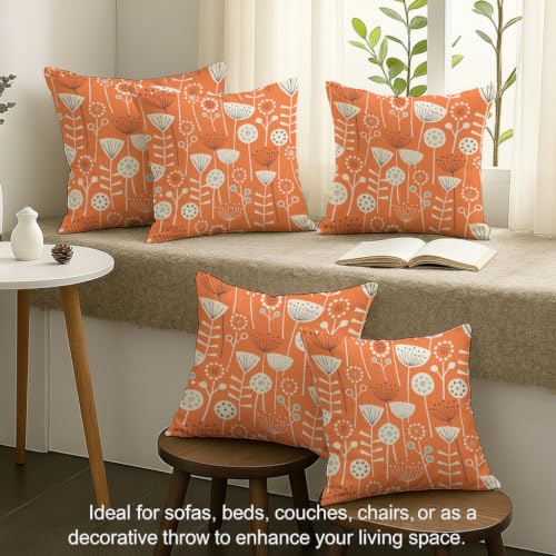 Image of STITCHNEST 'Little Meadow Series' Cushion Cover | Set of 5 | Floral Cushion Cover 16 inch x 16 inch