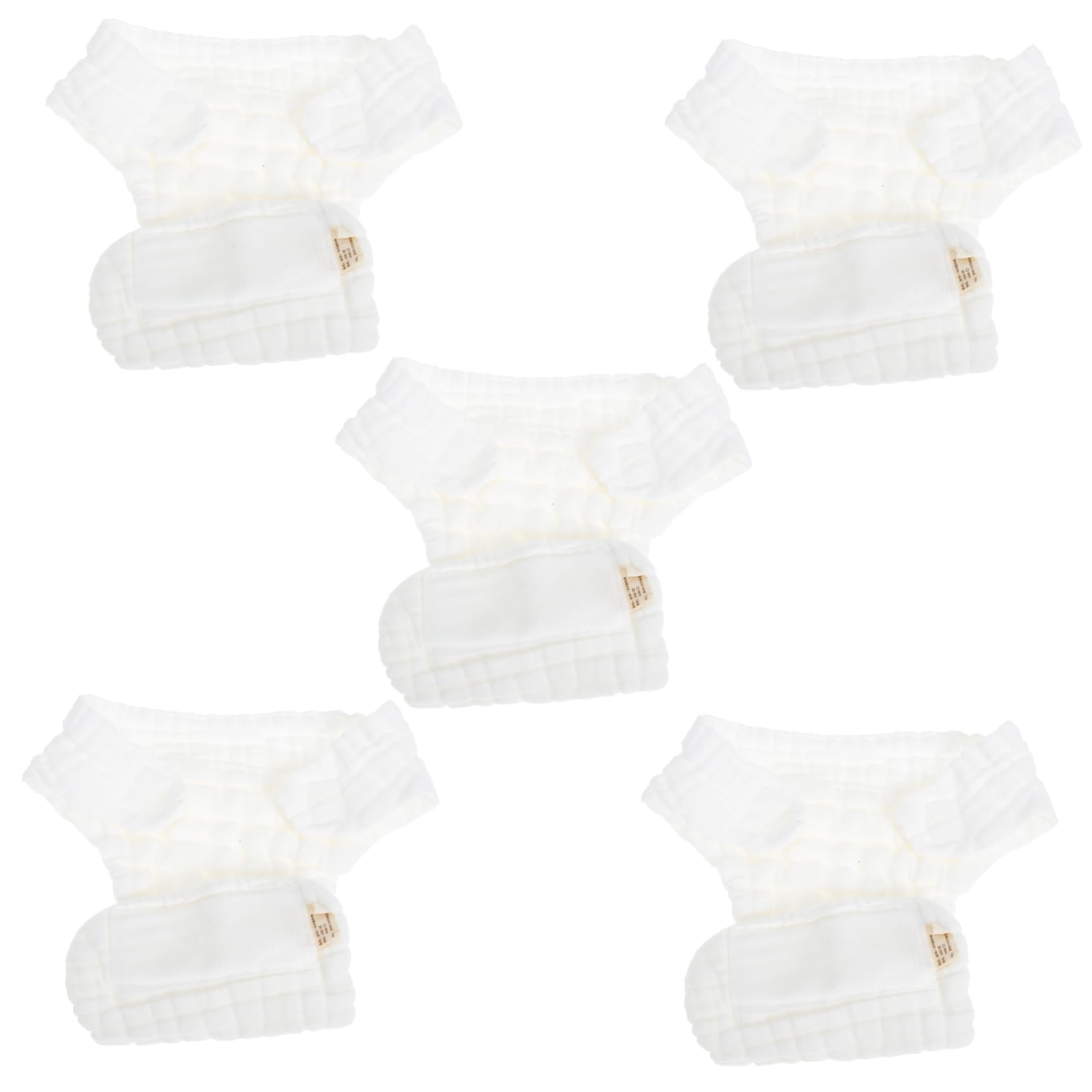 MOLUCKFU Newborn Size Cloth Diaper White Newborn Diapers Reusable Soft Breathable 5pcs Pack