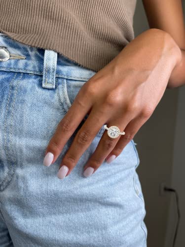 1/2 Carat Lab Grown Diamond and 2 Carat Moissanite Engagement Ring for Women in 14k White/Yellow/Rose Gold (D-E, VS, cttw) Wedding Ring Size 5.5 to 8 (10)4