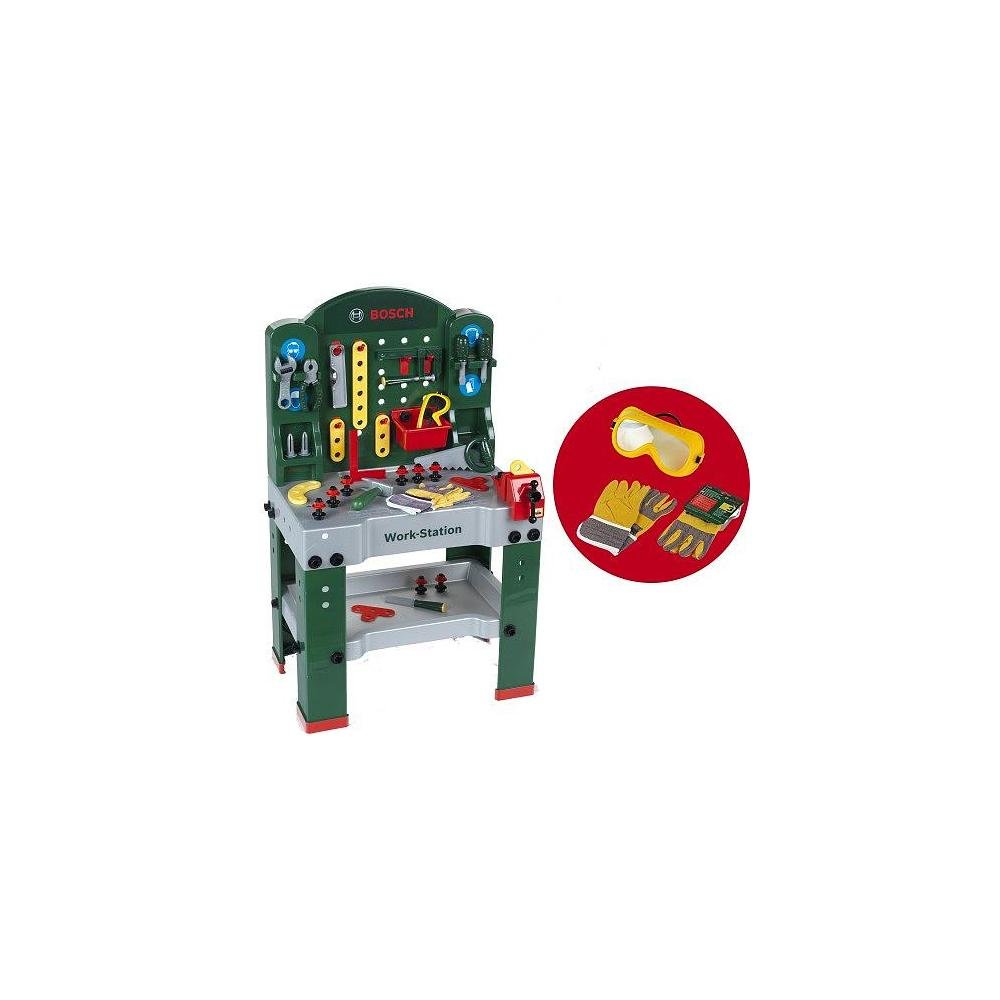 Etabli avec gants et lunettes de travail Theo Klein Bosch