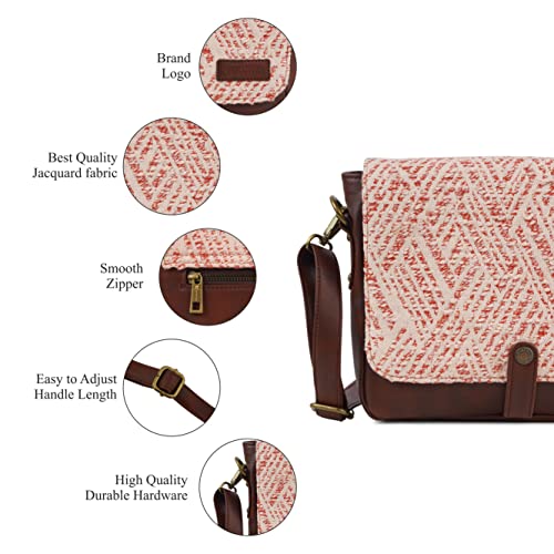 Image of Rudhira Women's Cross-body Bag Sling Bags Ladies Purse Handbag Sling Strap Vegan Leather Indian Fabric Slings Multicolor (Floral)