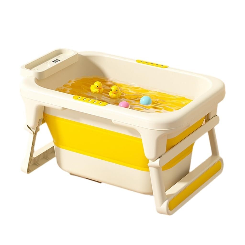 Vasca da bagno portatile per cani e gatti, design pieghevole con display della temperatura e foro di scarico, ideale per piccoli animali domestici