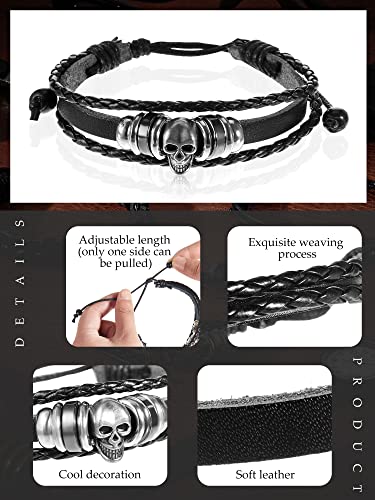 Hicarer 6 Pcs Spiked Studded Bracelets Punk Leather Rivets Bracelet Cuff for Men Women Halloween Accessories3