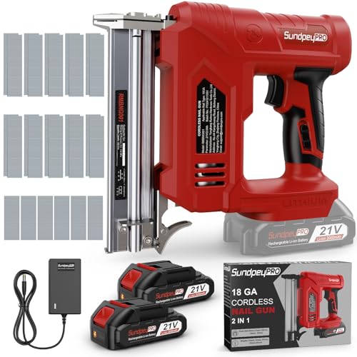 SundpeyPRO 18GA Nail Gun Cordless 21V - 2 Firing Modes Electric Stapler Gun with 2 2.0Ah Battery - 2-in-1 Cordless Brad Nailer with 600 Nails & 2000 Staples for Home Upholstery Carpentry DIY Projects 1 SundpeyPRO 18GA Nail Gun Cordless 21V - 2 Firing Modes Electric Stapler Gun with 2 2.0Ah Battery - 2-in-1 Cordless Brad Nailer with 600 Nails & 2000 Staples for Home Upholstery Carpentry DIY Projects