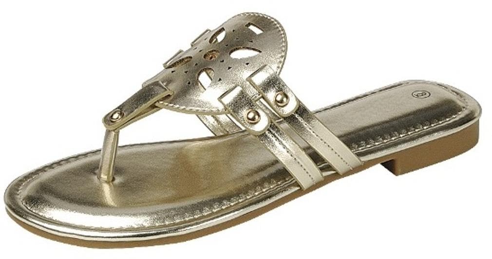 TruFox Women's Medallion Flat Sandals Comfortable Soft Cushion Slide Slip on Summer Beach Thong Flip Flops