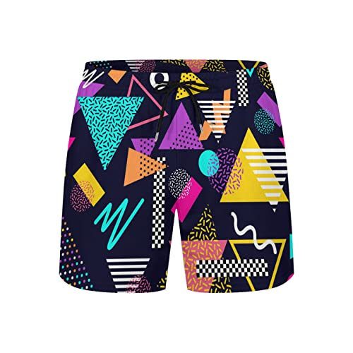 Mens Beach Shorts Quick Dry Swim Trunks With Compression Liner Sports Shorts And Zipper Pocket,80S 90S Swim Shorts Black #TOP5