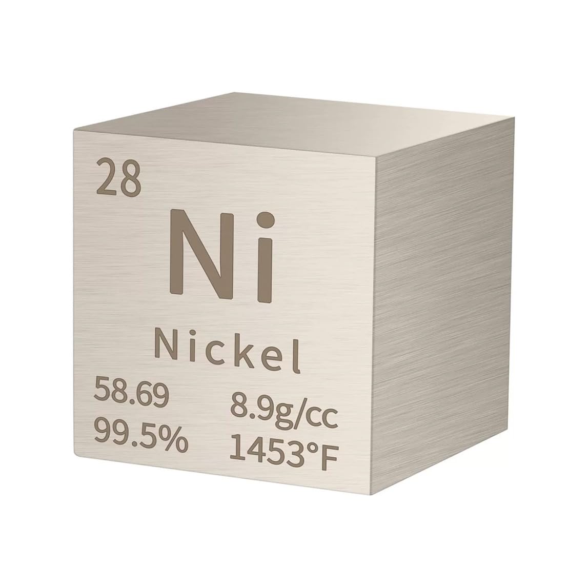 Cube en nickel de 1 pouce, élément de densité de métal de 2,54 cm, pureté de 99,5 %, outil d'enseignement, cadeaux pour étudiants, enseignants, amateurs de chimie, collection