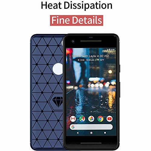 Image of NPRC Hybrid Ultra Slim Protective Case TPU Non-Slip Carbon Fiber Texture Shockproof Case Cover for Google Pixel 3A XL - Blue