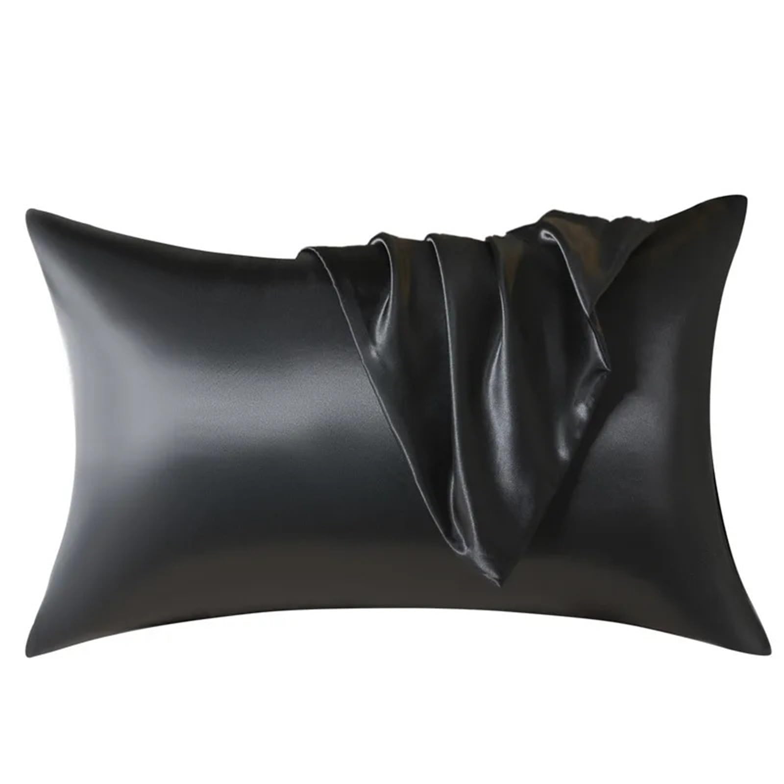 LYXYGMV Silk Pillow Case Real Protect Hair Skin Pillowcase Bedding Cases for Bedrooms(Black,51x76cm 1PC)