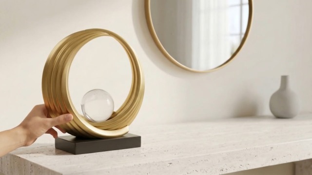 Estatua abstracta de resina diseño moderno dorado miniatura 7