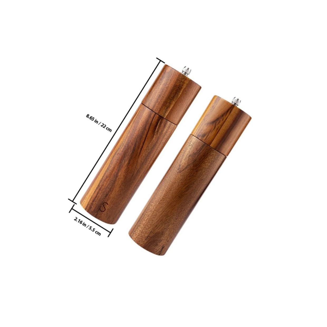 Hohopeti Macinapepe e Macinasale Manuale in Acacia con Meccanismo in Resistente e Facile da per Cucina e Barbecue