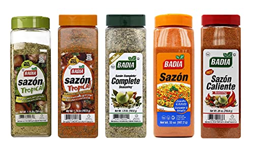 Sazon Variety Pack by Badia | Caliente, Coriander & Annatto, Complete Seasoning, Tropicals | Pack of 5