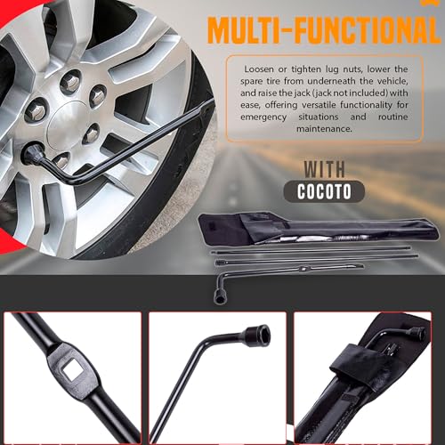 Image of Premium Spare Tire Lug Wrench Tool Replacement Kit Carbon Steel Compatible For 2003-2017 Ford Super Duty F-250 F-350 F-450 F-550 F250 F350 F450 F550