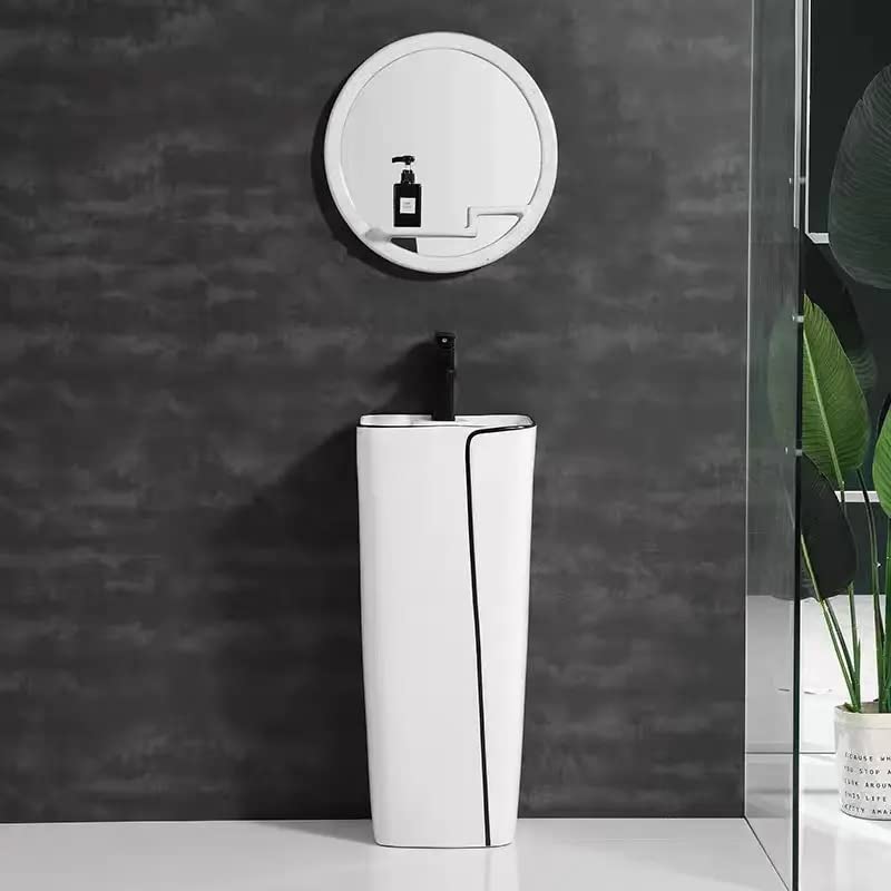 Image of B Backline Ceramic Pedestal Wash Basin | Free Standing Basins For Bathroom & Living Room 43 X 36 X 83 Cm (White Glossy) (7 Years Color Warrenty)