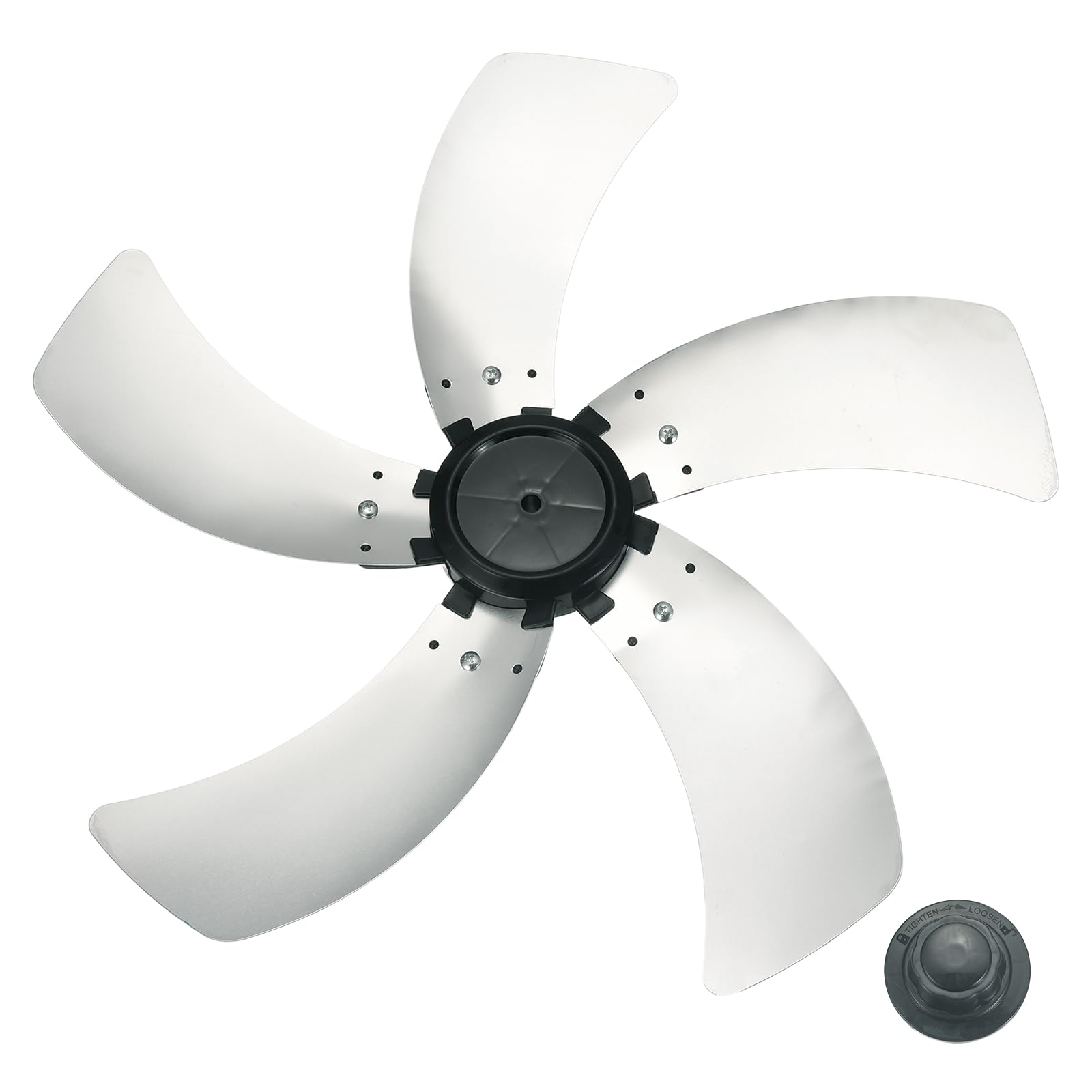 sourcing map Aluminum Fan Blades Replacement (18 Inch, Silver) 5 Leaves with Nut Cover - Universal Standing Fan Blades, Fits Desk/Table/Pedestal/Standing Models