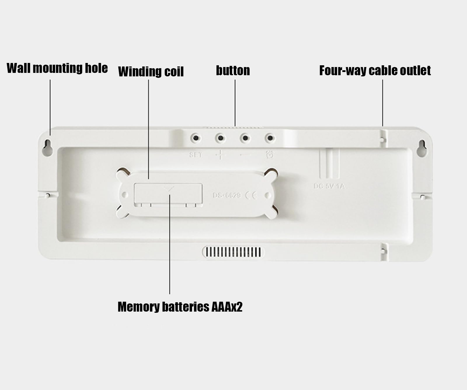 Reloj de Pared Digital Grande con Control Remoto, atenuador de Brillo automático Reloj de Pared Digital Pantalla Grande con día/Fecha/Temperatura, repetición,L