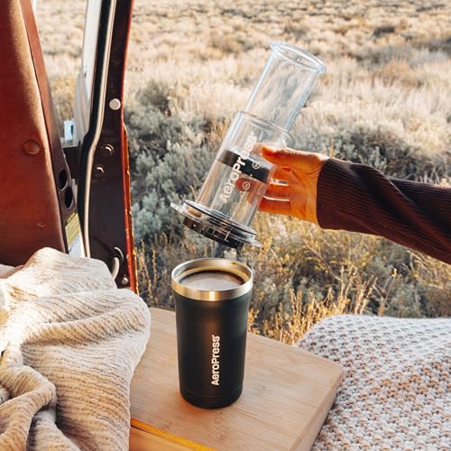 Image of AeroPress Go Plus, Small Portable Coffee Maker Kit, Travel, Camping & Office, All-in-One French Press, Pour-Over & Espresso Style Manual Brewer, 2 Min Brew for Less Bitterness, More Flavor, Black