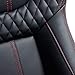 JIABEIR Pair Universal Racing Bucket Seats,Black PVC Leather Red Diamond Stitch Reclinable With Double Slider Low Bottom(Not Including Seat Bracket)